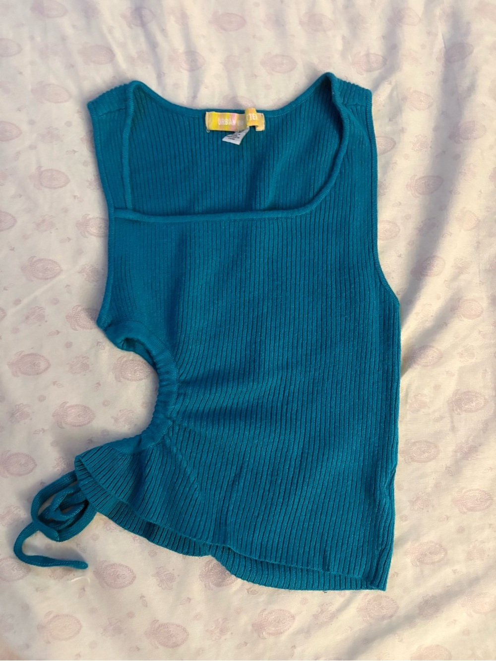The Limited Teal Ribbed Side-Tie Tank